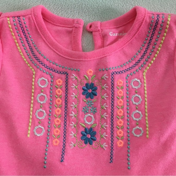 Pink and White Garanimals Onesie, Embroidered with Pom-Pom Trim - Picture 2 of 11